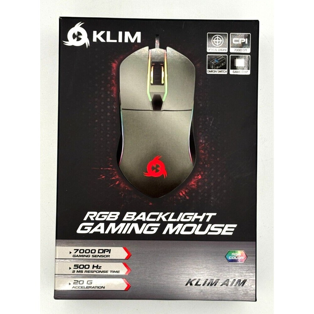 Klim AIM RGB‎ Backlight Gaming Mouse B06XH2381Y Macro Programmable Wired Mac/PC